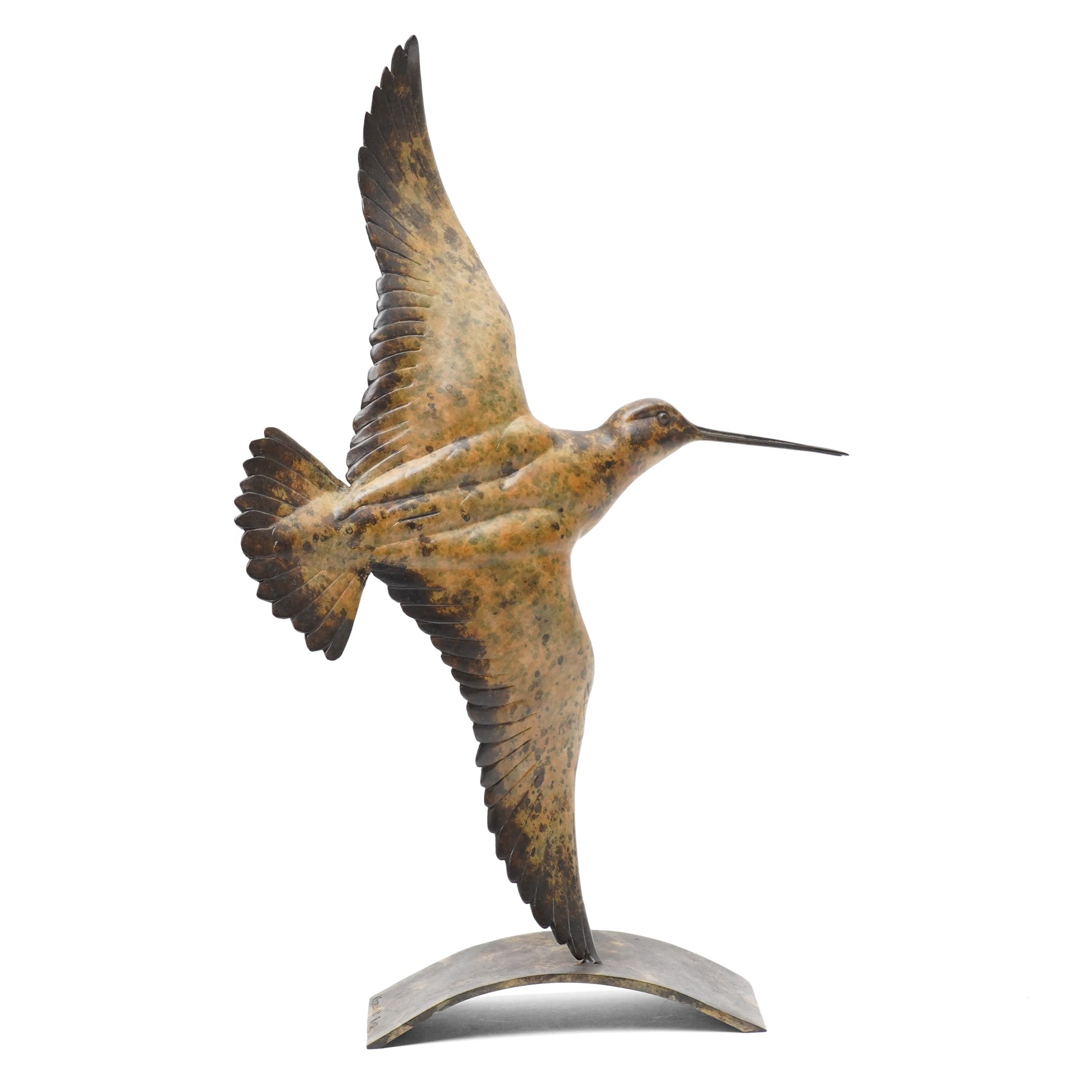 Ian Greensitt (British 1971-): 'Flying Snipe III', patinated bronze signed and numbered 8/12 to base, titled on accompanying COA, H40cm 