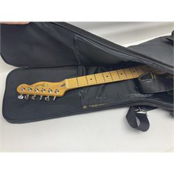 2009 Fender Telecaster electric guitar in black, retro fitted with Charlie Christian copy pick-up, serial no.MZ9546274; L98cm; in Fender soft carrying case