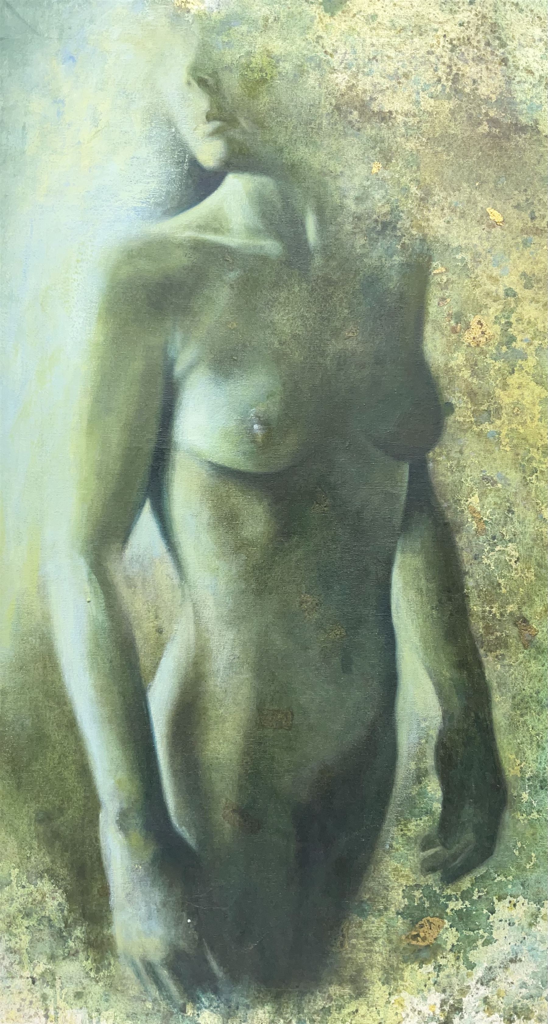 Wendy Tate (Northern British contemporary): 'Turning in Blue', oil on canvas unsigned, inscribed verso 92cm x 50cm
Notes: Scarborough artist, exh. the South Street Gallery