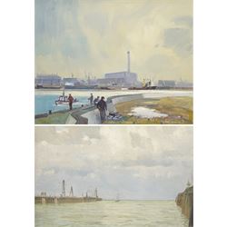 John Clifford (British 1934-): 'Great Yarmouth Harbour', oil on board signed 39cm x 49cm; ...