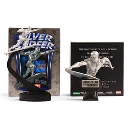 Bowen Designs Silver Surfer painted statue, together with a Kotobukiya Collection Marvel S...