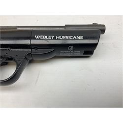 Webley Hurricane .22 air pistol with over lever action and thumb safety L27cm; Webley Premier .22 air pistol with over lever action No.816; part Diana model 2 air pistol; and quantity of .22 pellets in three tins