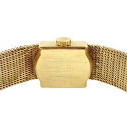 Tissot Stylist ladies 9ct gold manual wind wristwatch, champagne dial with baton hour markers, on integral 9ct gold bracelet, London 1969