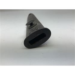 Australian Owen sub-machine gun bayonet, the 25.5cm fullered steel blade marked '53'; in metal bound wooden scabbard marled MA53 L41cm overall