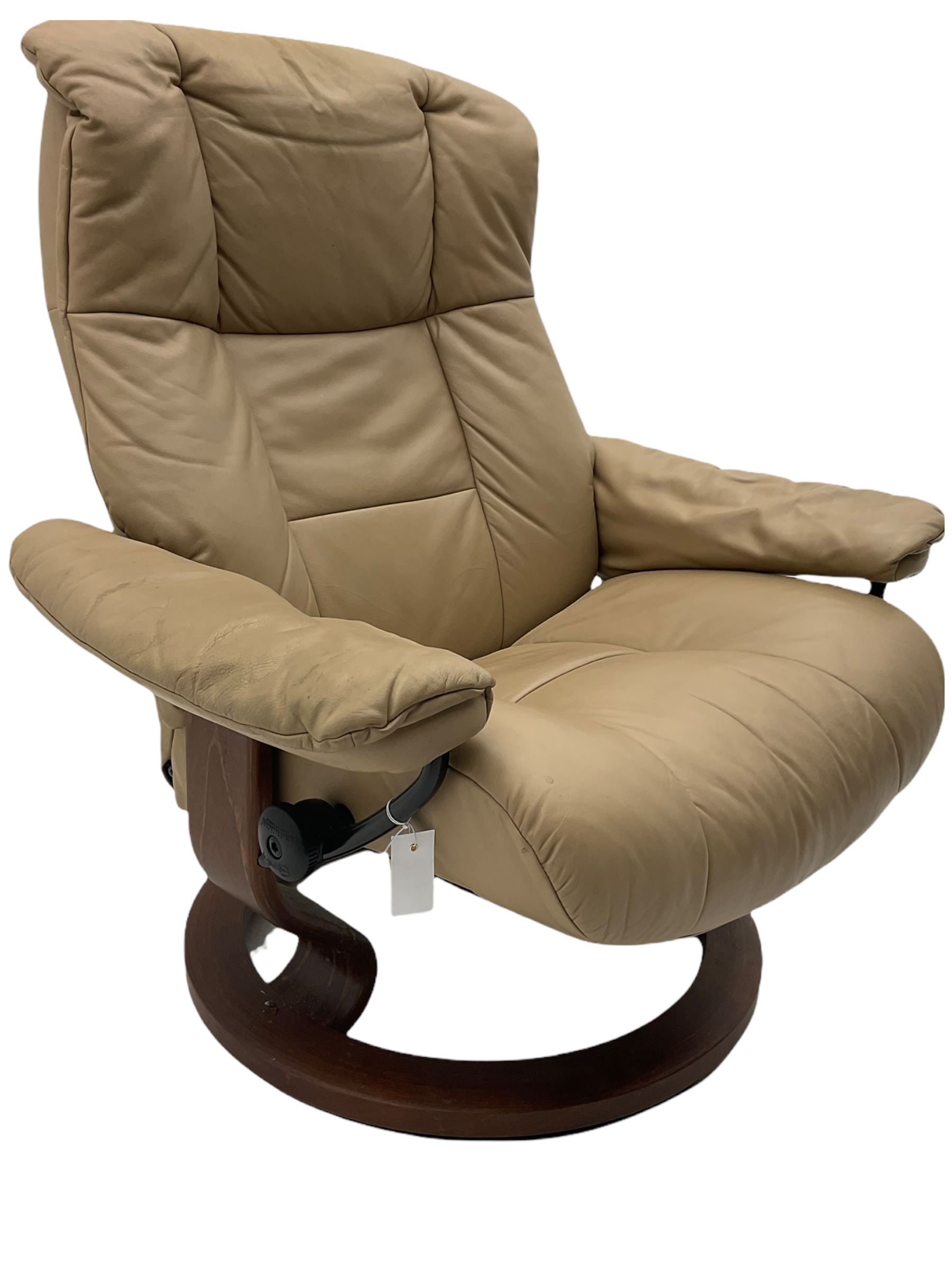 Ekornes Stressless Cream Leather Reclining Chair with Matching Footstool