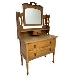 Edwardian satin walnut dressing chest, fitted with swing mirror above two drawers