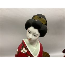 Three Japanese Geisha dolls figures