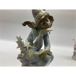 Lladro Star Bright Girl set, comprising Wishing on a Star no 1475, Starlight Starbright no 1476 and Stargazing  no 1477, all in original boxes, largest example H19cm