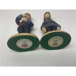 Eleven Robert Harrop figures from various collections, comprising limited edition The Trumpton Fire Engine Musical Box CGMB8 no. 359/1000, The Dragon from the Red Knight BN09, Bulldog Fireman DP165, Pointer Fire Chief DP184, Dalmatian New York Fire Fighter DP234, Dalmatian Fire Fighter DP191; Desperate Dan ‘Fireman Dan’ BDS11, Cuthbert CG13, Pugh (Clarinet) CG70, The Soup Dragon CL05 and Baby Dragon CL06