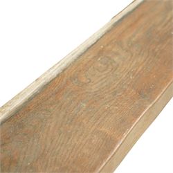 Mouseman - oak mantle or shelf, solid single plank with lightly adzed top with head and tail signature, by the workshop of Robert Thompson, Kilburn
