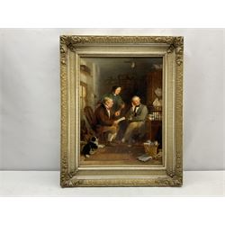 Circle of Sir David Wilkie RA (Scottish 1785-1841): The Lawyer's Office, oil on canvas, inscribed with initials JR on the leather case 46cm x 35.5cm 
Provenance: Hartley's Auctioneers 15th September 2010, lot 991; Sotheby's Chester 4th October 1985, lot 3272