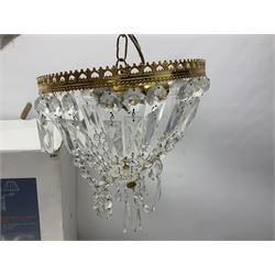 Pair of Marks and Spencer adjustable wall lights, together with a glass chandelier