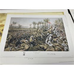 Large poster entitled 'Crests and Badges of the British Army in Daily Use 56 x 86cm; together with twenty-five colour prints of military interest including Crimean War, Boer War, WW2 etc; various sizes; all unframed