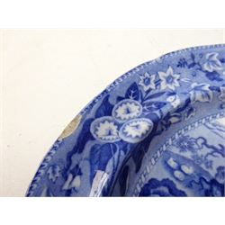  Three early 19th century blue transfer printed plated in the Piping Shepherd pattern, D25cm (3)  