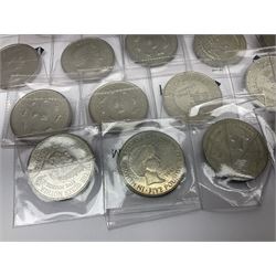 Thirty-six Queen Elizabeth II cupronickel five pound coins 