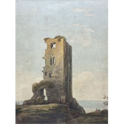 John Varley (British 1778-1842): 'Scarborough Castle', watercolour unsigned, titled and dated 1816 on the mount 29cm x 22cm