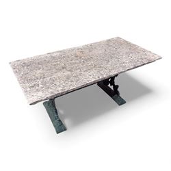 Cast iron garden table, with stone top