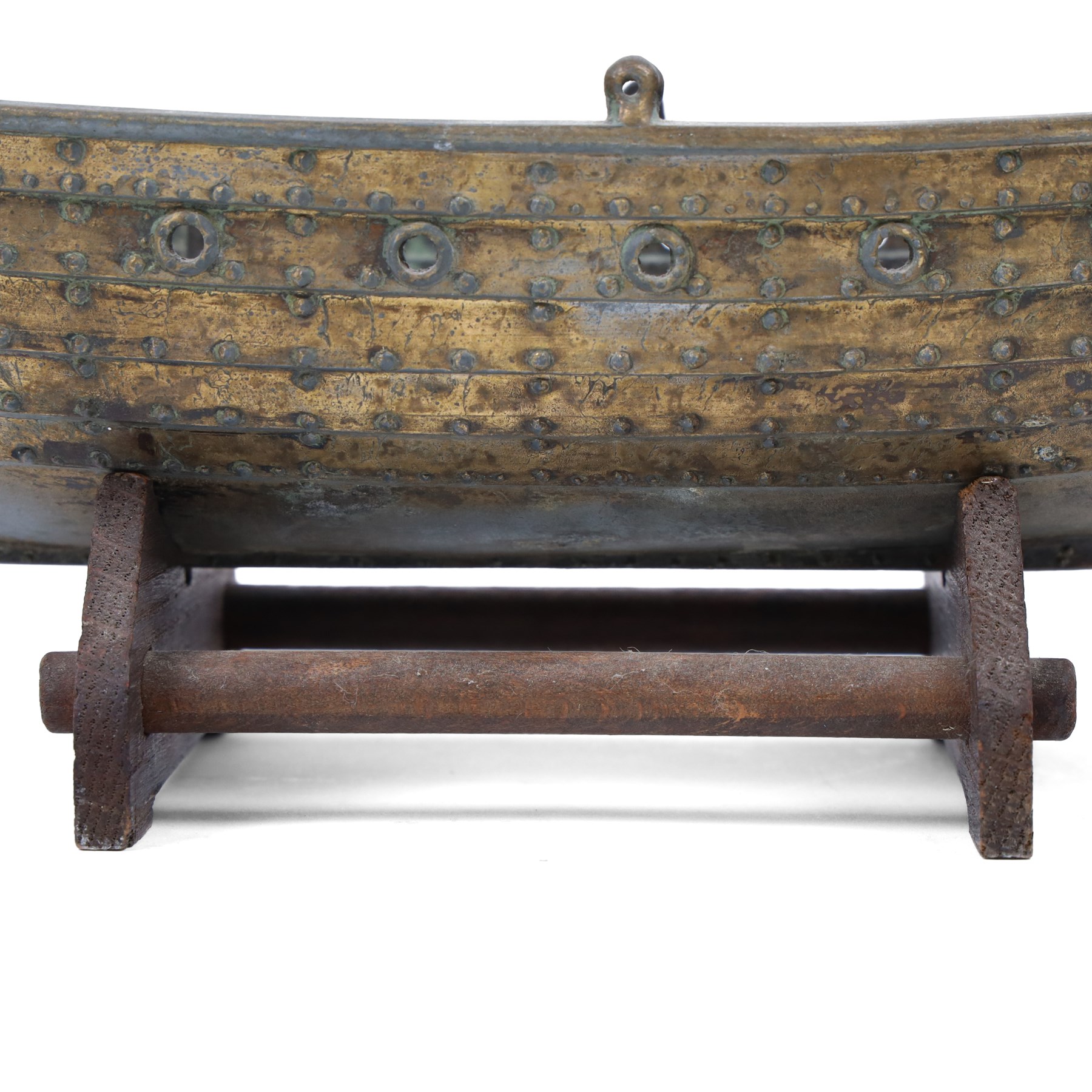 Danish viking ship, in the manor of Edward Aagaard, upon a wooden stand, marked Denmark to the bow of the ship, L41cm 