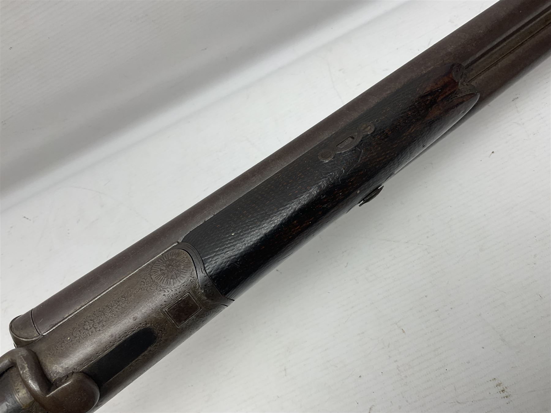 SHOTGUN CERTIFICATE REQUIRED - 19th century John Adams of London 12-bore double barrel side-by-side hammer gun with screw under-lever opening, 76cm (30