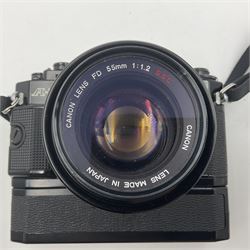 Canon A1 camera body, serial no 884847 with 'Canon FD 55mm 1;1.2 s.s.c' lens serial no 115005