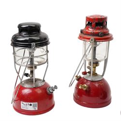Bialaddin paraffin pressure lantern, Coleman Powerhouse pressure lantern and three Tilley pressure lanterns