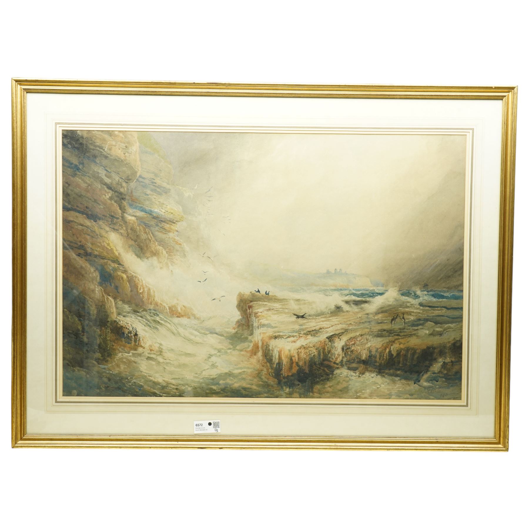 Frederick William Booty (British 1840-1924): Stormy Seas Looking to Whitby Abbey, watercolour signed and dated '903, 64cm x 96cm