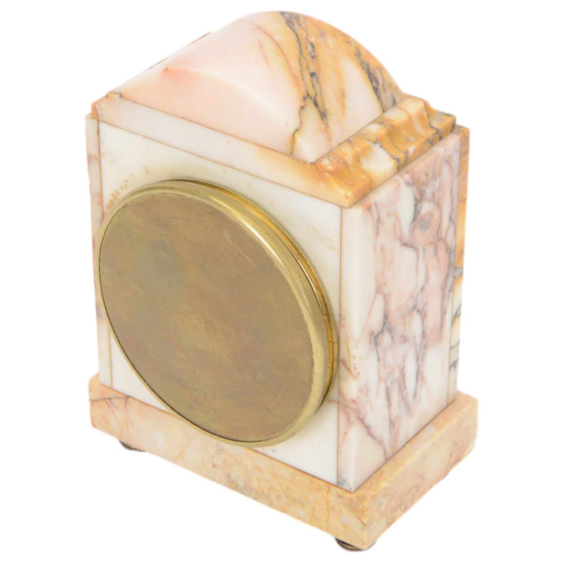 Onyx mantle clock, with floral gilt mounts to the front, H19cm