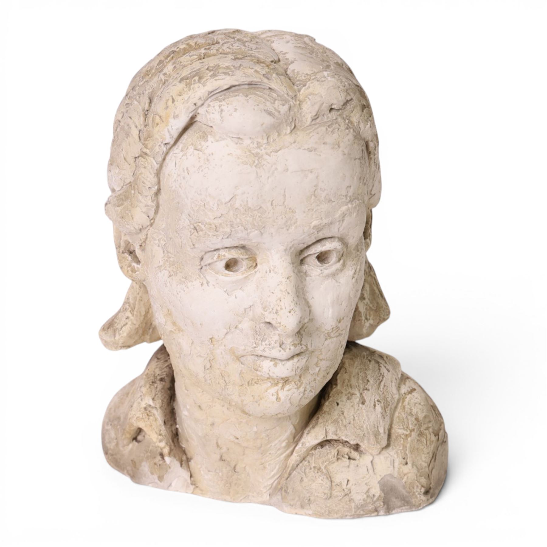Modern plaster bust, modelled as a woman, H32cm 
