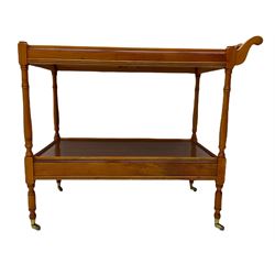 Yew wood drinks trolley, rectangular for