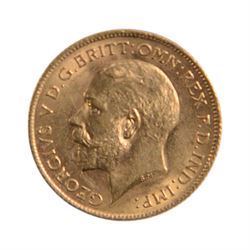 King George V 1911 gold half sovereign coin