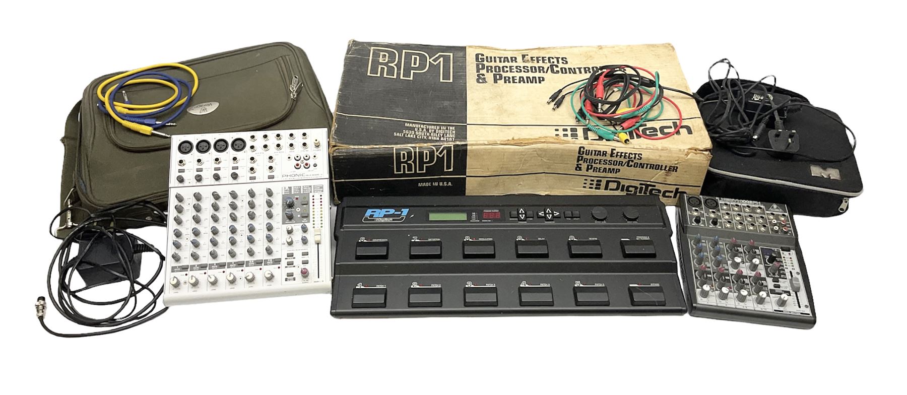 DigiTech RP-1 guitar effects processor/controller & preamp, Phonic helix board 12 and Xenyx 1002 FX premium 10 input 2 bus mixer (3)