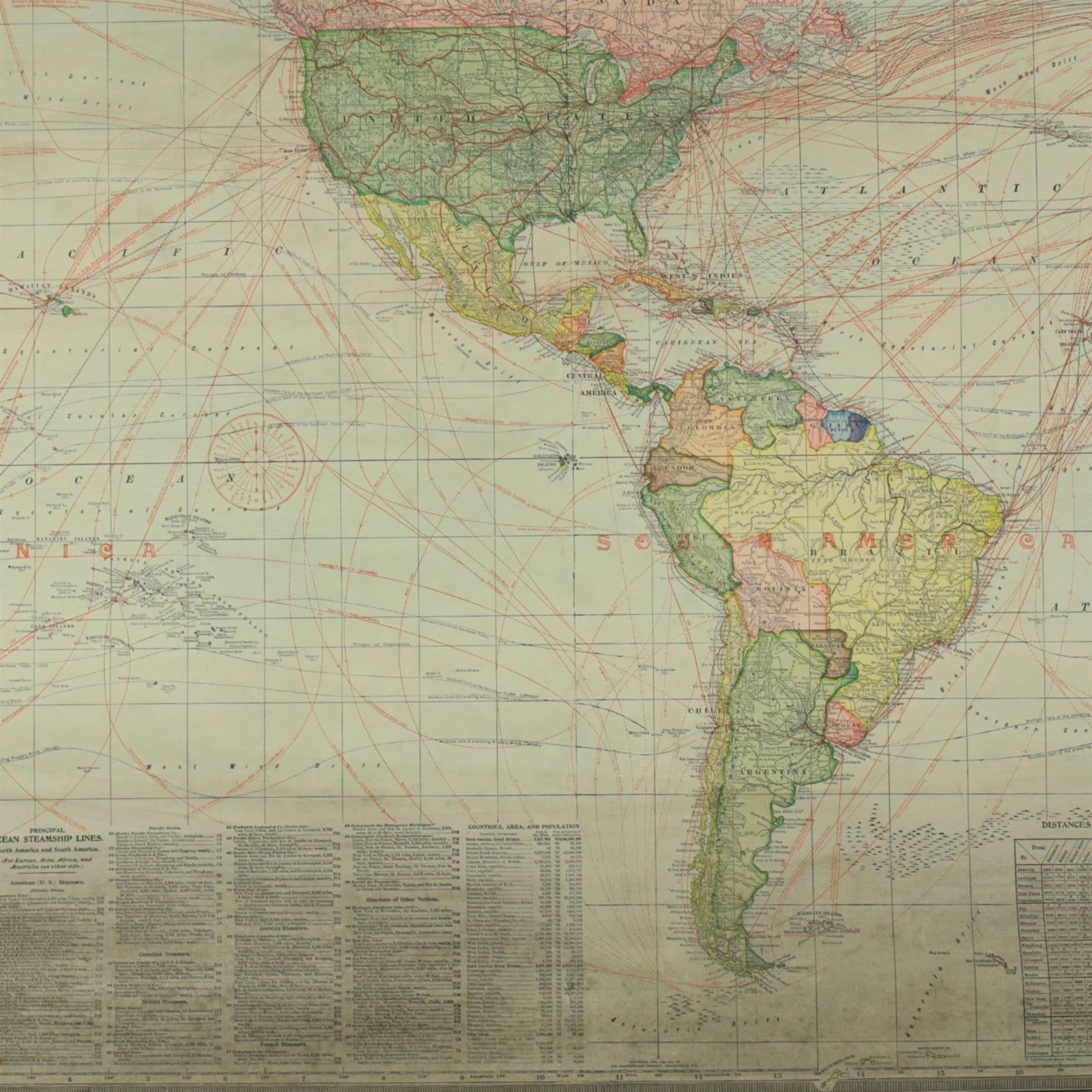 The Scarborough Company (London c.1907): 'Scarborough's Map of the World', double-sided rolled map on waxed silk, showing North America and South America recto, and Europe, Asia, Africa and Australasia verso, 101cm x 101cm