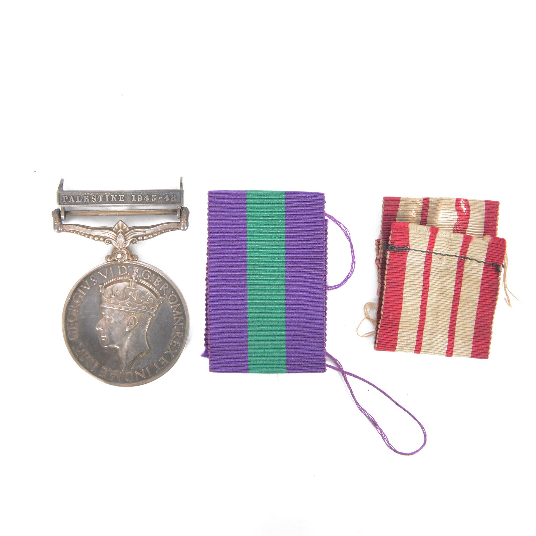 George VI General Service medal, with Palestine 1945-48 clasp, awarded to 14472519 TPR F Johnson 9/L.