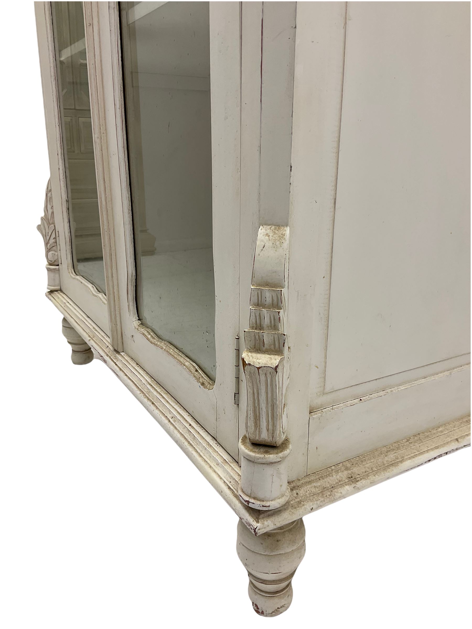 French white painted armoire cabinet, fitted with two glazed display doors