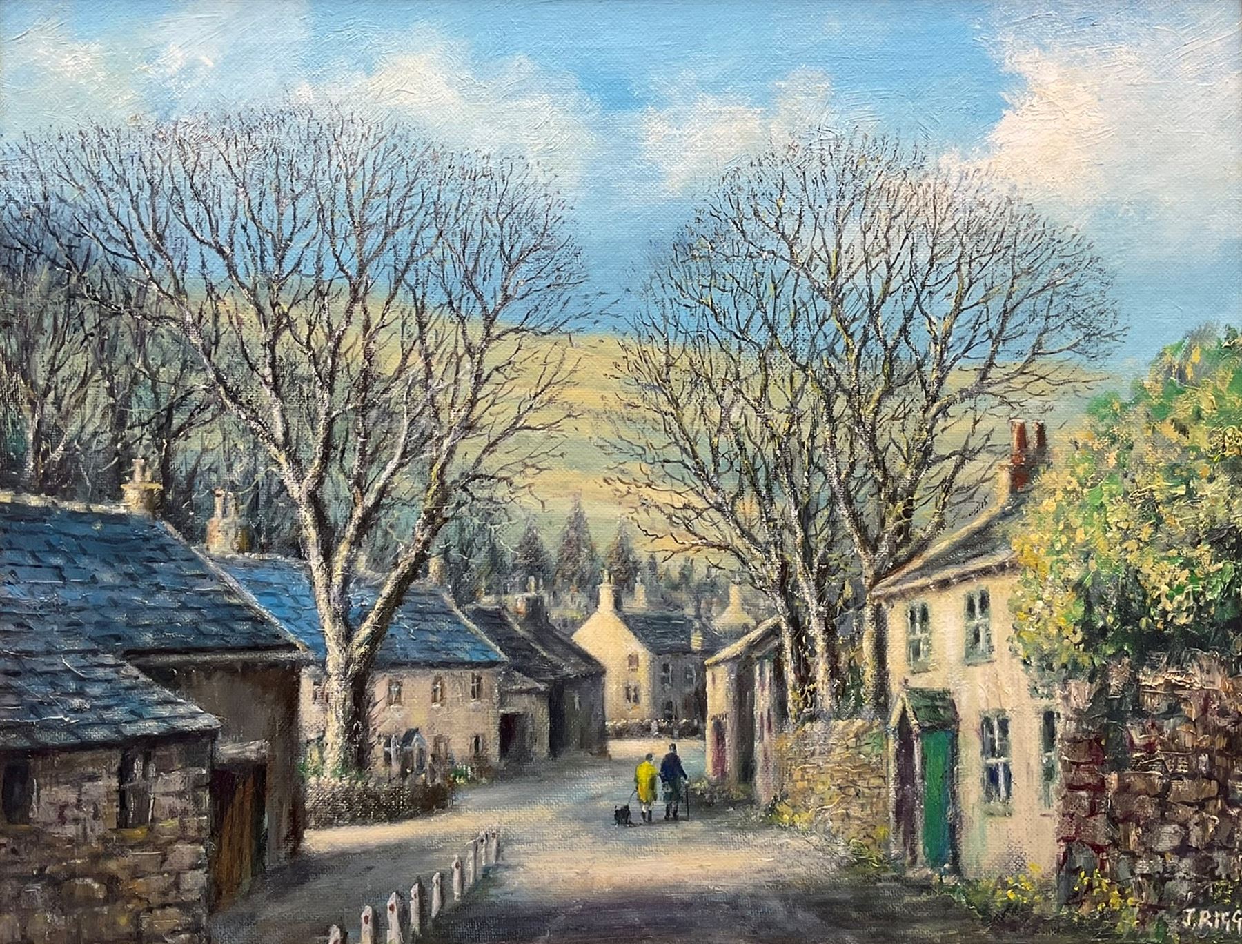 Jack Rigg (British 1927-): A Yorkshire Dales Village, possibly Appletreewick, oil on canvas board signed 34cm x 44.5cm 
Provenance: with Whitby Galleries, label verso