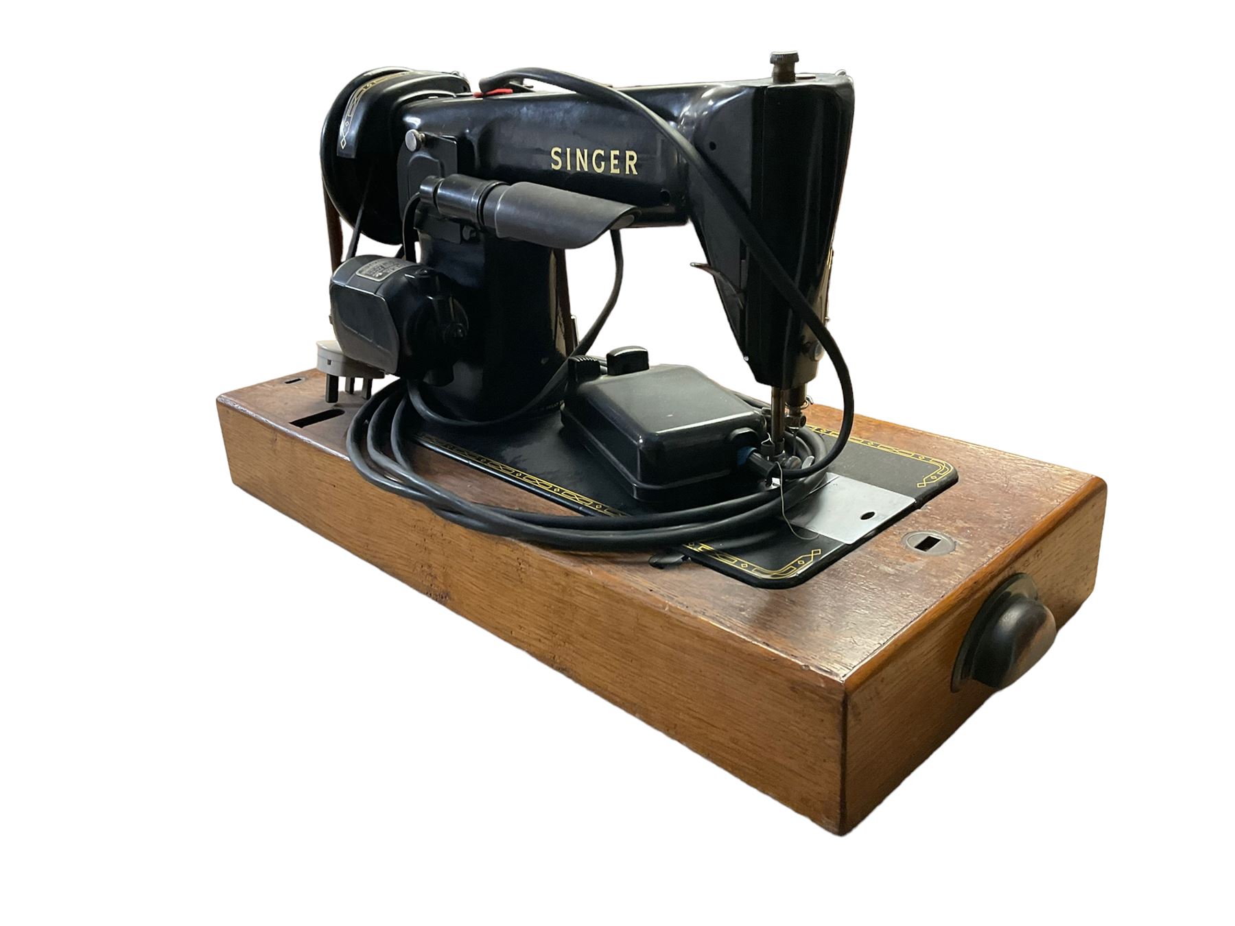 Cased Singer 201K sewing machine