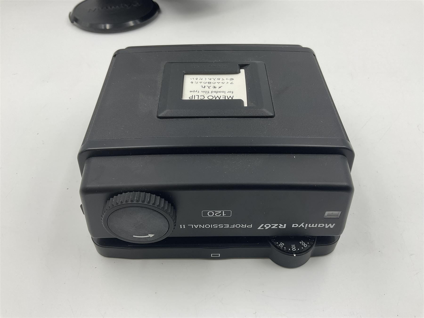 Mamiya RZ67 professional camera body, serial no 120282, with 'Mamiya-Sekor Z f=50mm 1:4.5 W' lens, serial no 18057 and RZ67 AE Prism Finder serial no 106809