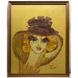 Henry Roland (Belgian 1919-2000): Lady in a Hat, mixed media signed 68cm x 54cm