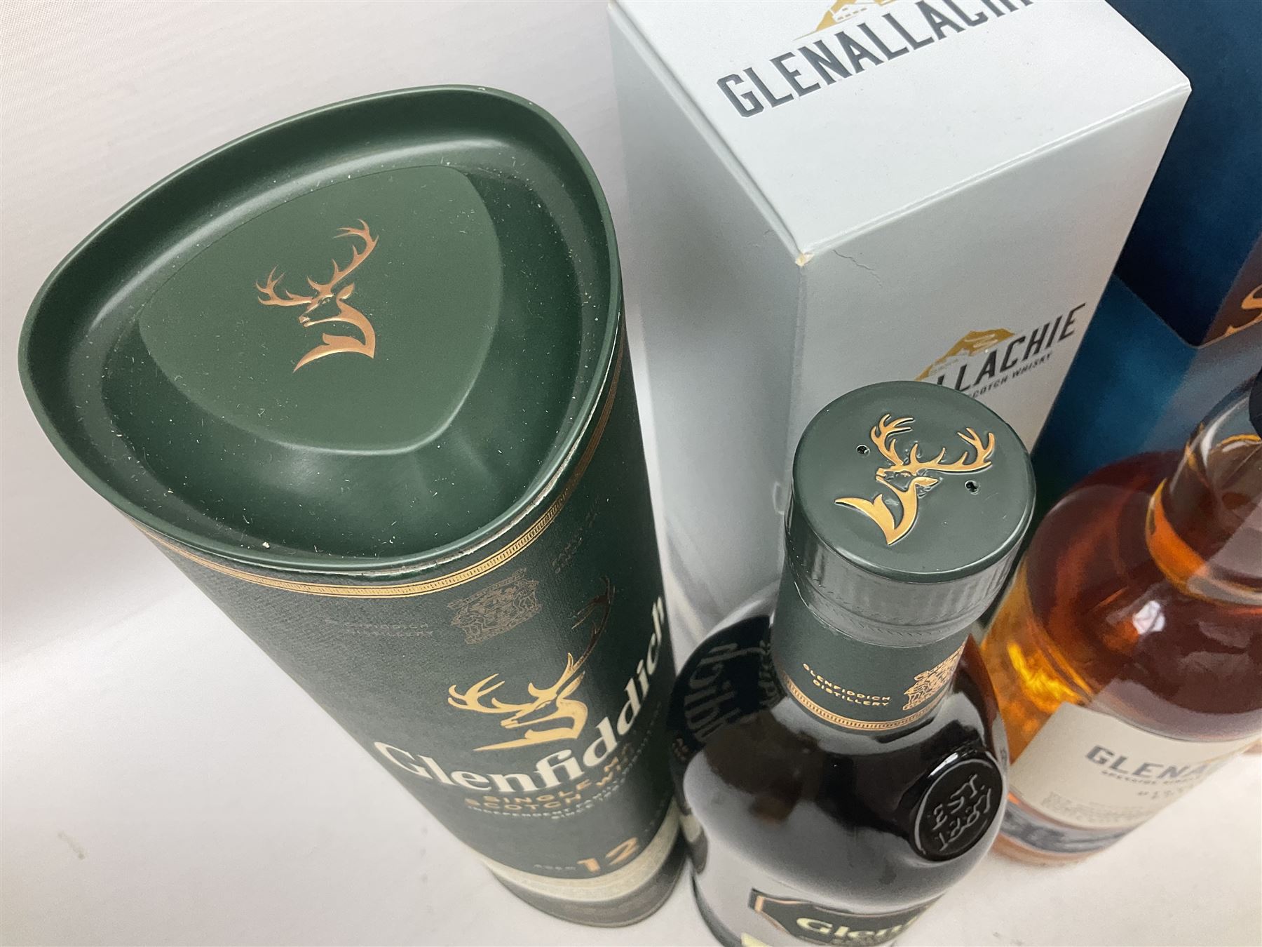 Scapa, The Orcadian single malt Scotch whisky, 70cl, 40% vol, Glenallachie, distillery edition speyside single malt Scotch whisky, 70cl, 40% vol, Glenfiddich, 12 year old, single malt Scotch whisky, 70cl, 40% vol and the Glenrothes, vintage reserve single malt whisky, 700ml, 40% vol (4)