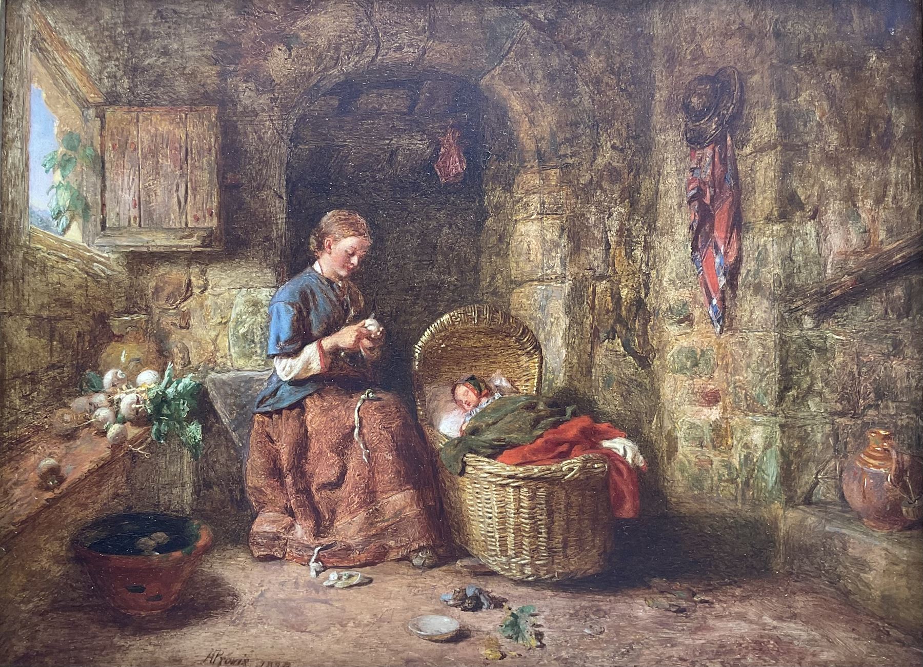 Alfred Provis (British 1818-1890): Peeling Turnips, oil on panel signed and dated 1879, 26cm x 35cm 