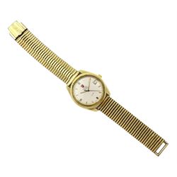Omega Electronic Chronometer f300 gentleman's quartz stainless steel wristwatch, No. 32005840, on gilt strap with detached omega buckle, with receipt dated 1971, boxed