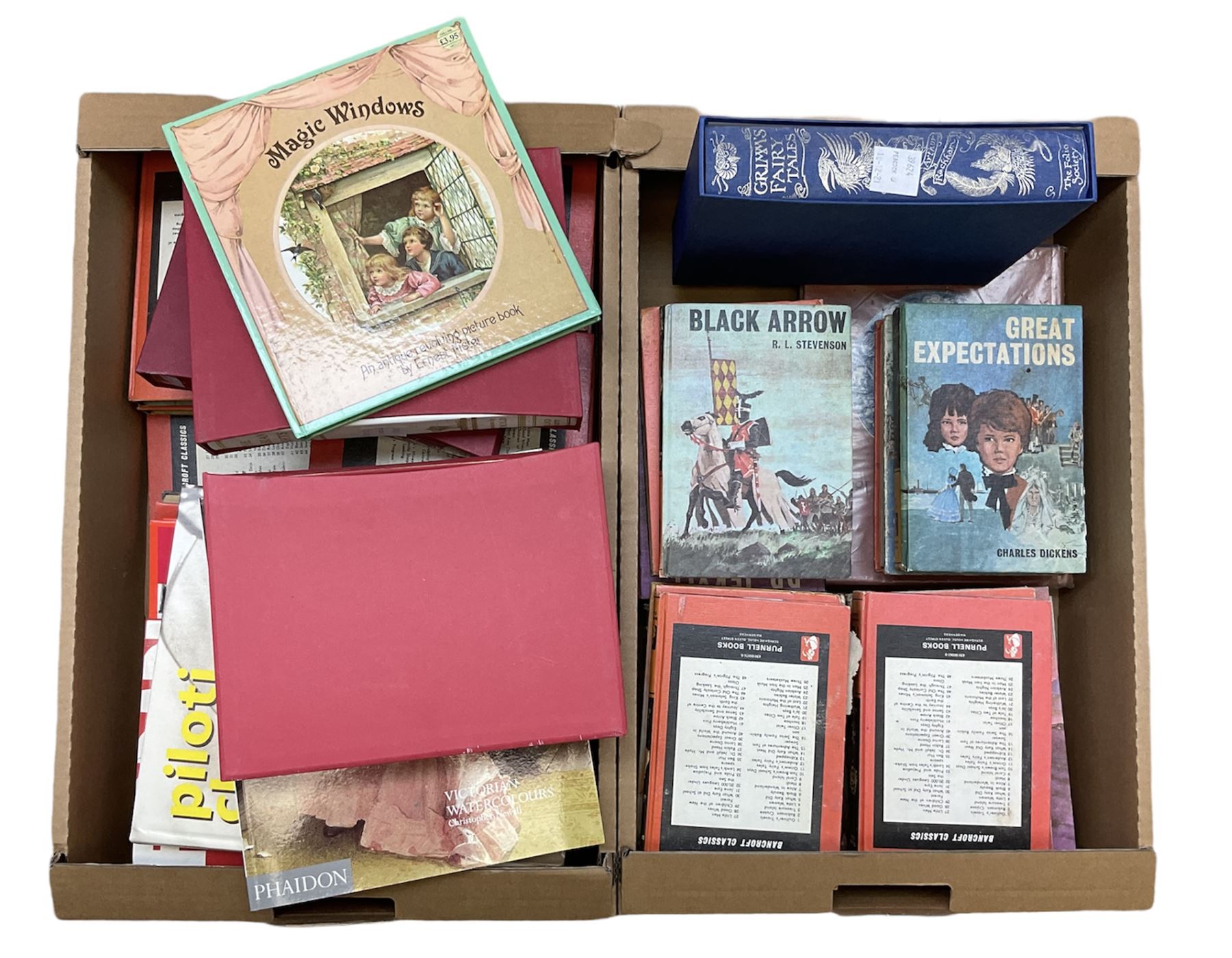 Four Folio society books, including Grimms Fairy Tales, The Arabian Nights, Hand Andersen's Fairy Tales, together with a large collection of Bancroft classics books etc