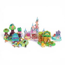 Five Bluebird Polly Pocket Disney playsets, comprising 1998 Jungle Book, complete with three dolls, village hut and tree swing, 1998 Winnie the Pooh 100 Acre Wood, with Winnie the Pooh, Piglet, Tigger, Eeyore and Roo figures and honeypot accessory, 1996 101 Dalmatians Puppies' Adventure, with Cruella De Ville and six puppies, 1995 Cinderella's Enchanted Castle, complete with eight dolls and carriage  and 1997 Mulan's Brave Journey with four dolls and Khan the horse