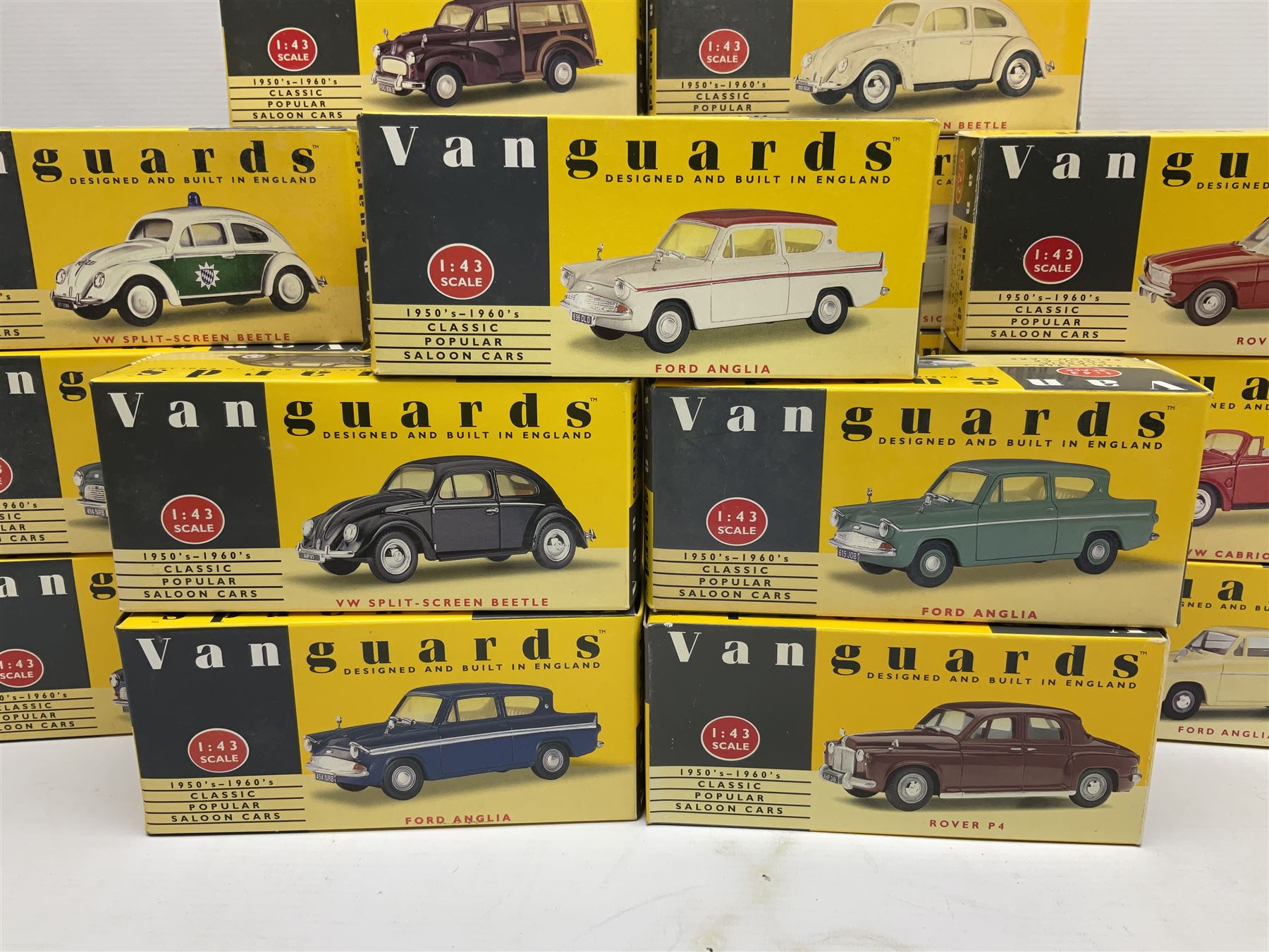 Twenty-five Lledo Vanguards 1:43 scale 1950s-1960s Classic Popular Saloon Cars die-cast models, all boxed (25)