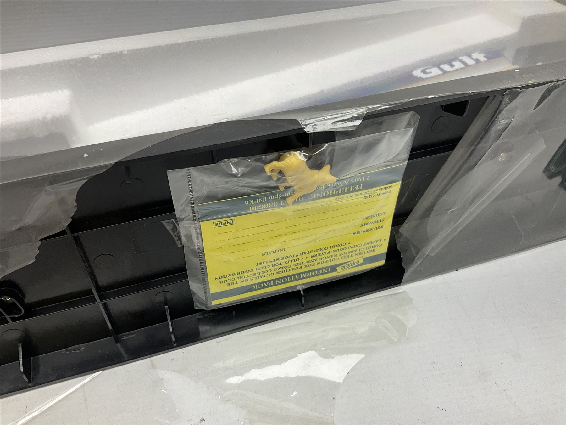 Three Corgi 1:50 scale lorries - ERF Tanker - Gulf Oil in perspex display case No.75101; limited edition Scania T Bulk Tipper - Maguires of Cheltenham No.CC12803; and Scania Topline Curtainside - Stephen Sanderson Limited No.CC12912; all boxed (3)