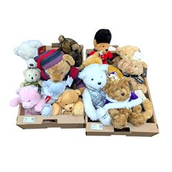 Collection of Harrods, Hamleys and similar bears, including Coronation Anniversary bear an...