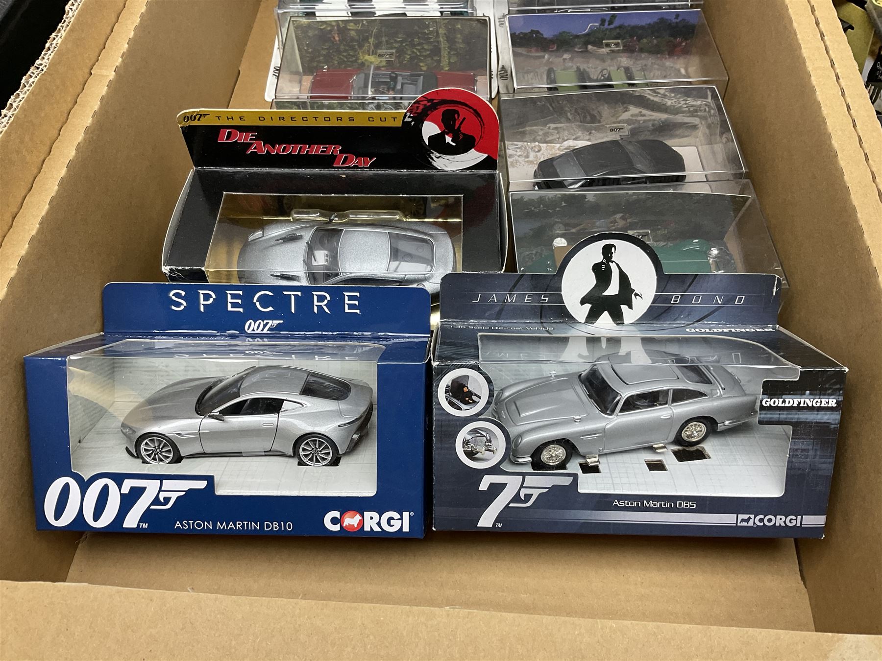 Two Toy State 007 large scale radio controlled cars - Aston Martin DB5 and Aston Martin DBS; eight other Toy State 007 James Bond vehicles; and ten other James Bond vehicles by Corgi and Fabbri; all boxed (20)