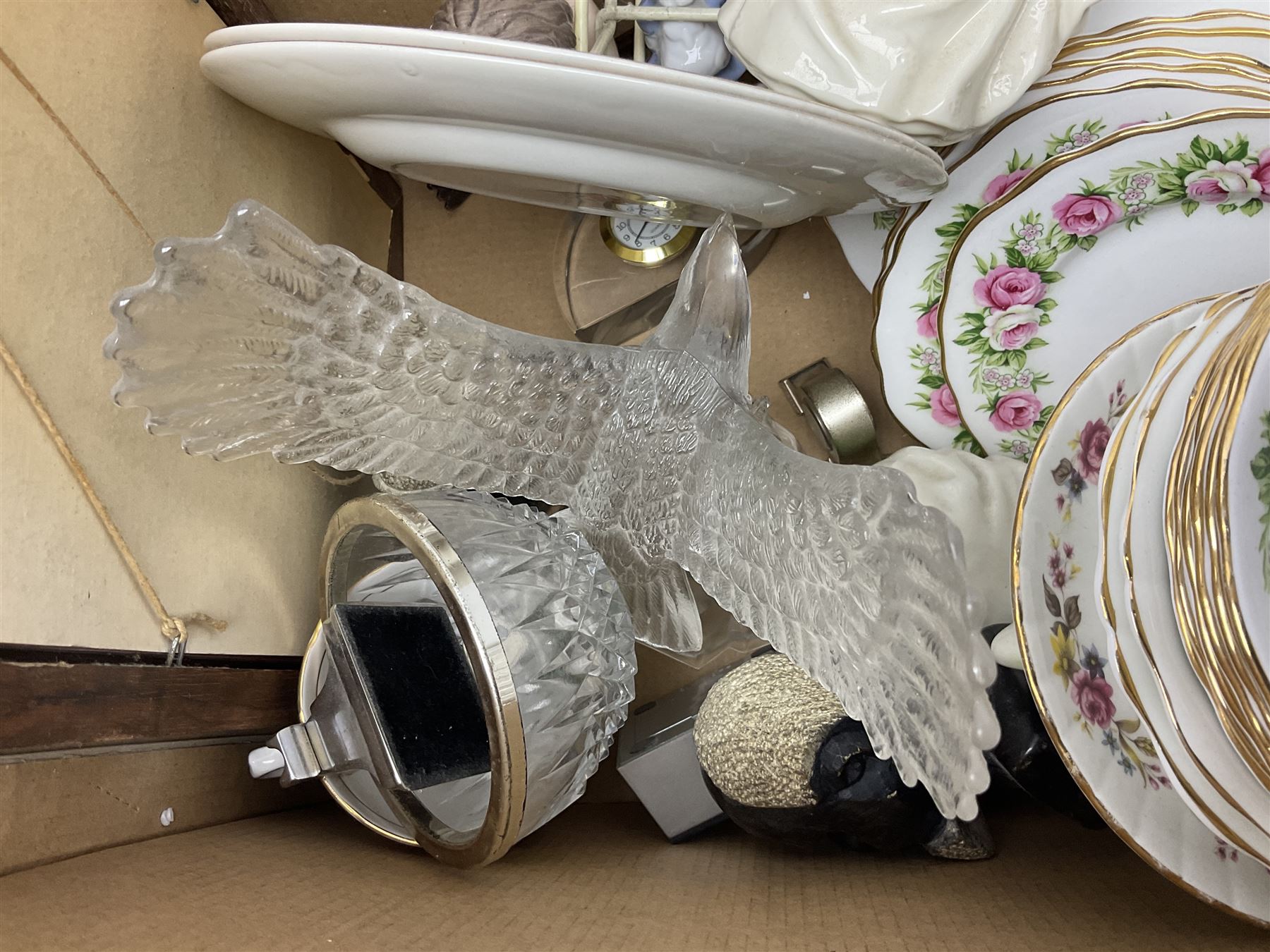 Dolls of the world, together with glass decanters, tea wares and other collectables, in two boxes 