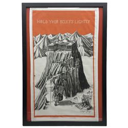 Grayson Perry RA (British 1960-): 'Hold Your Beliefs Lightly' - The Tomb of the Unknown Craftsman, limited issue textile from British Museum exhibition 2011, 75cm x 46cm