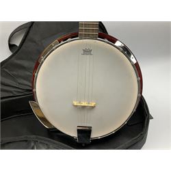 Classic Cantabile five-string banjo with sapele mahogany back L97.5cm; in soft carrying case